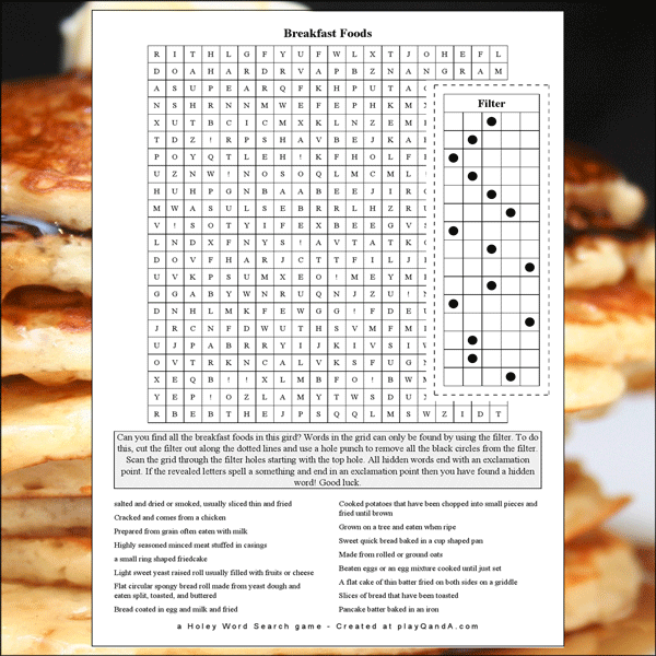 Breakfast Word Search Play Q And A