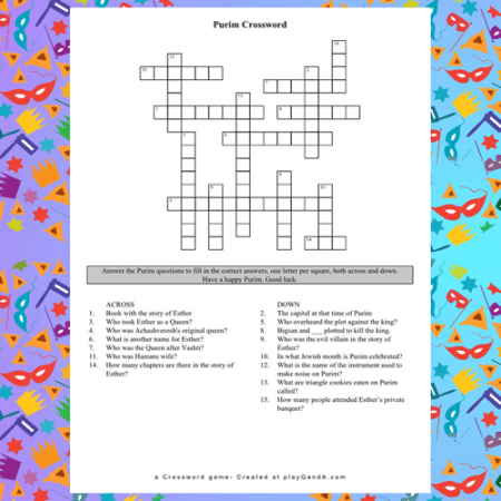 Purim Crossword Play Q and A